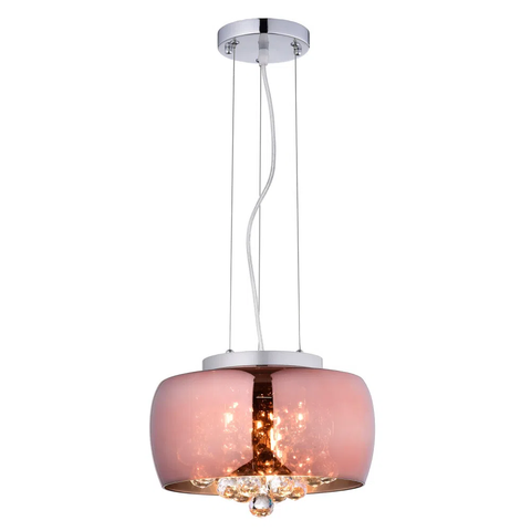Pendente / Plafon Soho Cromado e Transparente e Cobre (d)28cm (a)13cm 3xg9 75w - Pd005co