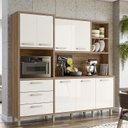 Ver imagem 1 de Armario Cozinha Leona 7 Portas e 3 Gavetas Carvalho Rustico/Off White