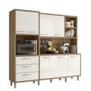 Ver imagem 2 de Armario Cozinha Leona 7 Portas e 3 Gavetas Carvalho Rustico/Off White