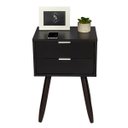 Ver imagem 3 de Mesa De Cabeceira Retro Preto Com 2 Gavetas De 40cm Pé Marrom Escuro Envio Montado
