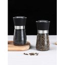 Ver imagem 2 de Kit 2 Moedores de Temperos 170ml Lyor em Vidro com Moinhos de Cerâmica e Tampas Pretas