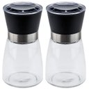 Ver imagem 1 de Kit 2 Moedores de Temperos 170ml Lyor em Vidro com Moinhos de Cerâmica e Tampas Pretas