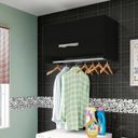 Ver imagem 4 de Kit 02 Armários Multiuso Aéreo Cabideiro Grécia Preto - Lyam Decor
