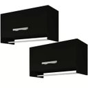 Ver imagem 1 de Kit 02 Armários Multiuso Aéreo Cabideiro Grécia Preto - Lyam Decor