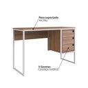 Ver imagem 3 de Mesa de Escritório Industrial com 3 Gavetas - Branco/Mel