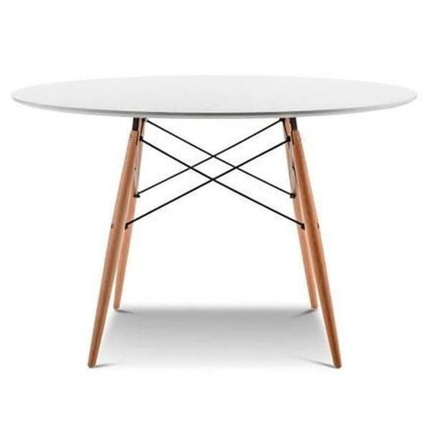Mesa Eiffel Base Madeira Cor Branca Tampo 120cm