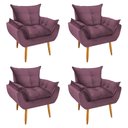 Ver imagem 1 de Kit 4 Poltronas Decorativa Opala Pés Palito Veludo Lilas Chamby Móveis
