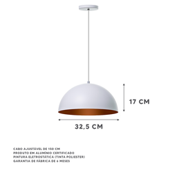 Lustres Pendentes Interno Balcão Jantar Meia Lua 30 Cm Cor: Branco - 2