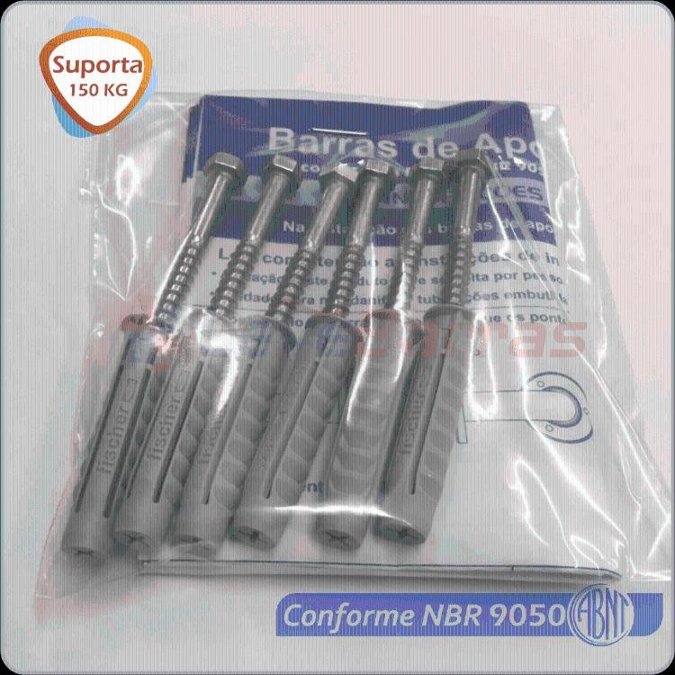 Kit Barra de Apoio para Lavatório de Canto Inox Polido - 4