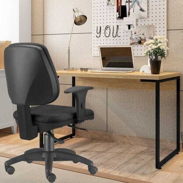 Kit Cadeira Escritório Job Crepe e Mesa Escrivaninha Industrial Soft Nature Fosco - Lyam Decor - 2