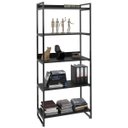 Ver imagem 1 de Estante Multiuso 5 Prateleiras Escritório Estilo Industrial Form 187x80 cm Preto Onix - Lyam Decor