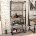 Ver imagem 2 de Estante Multiuso 5 Prateleiras Escritório Estilo Industrial Form 187x80 cm Nogal - Lyam Decor
