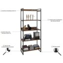Ver imagem 3 de Estante Multiuso 5 Prateleiras Escritório Estilo Industrial Form 187x80 cm Nogal - Lyam Decor
