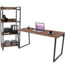 Ver imagem 1 de Kit Mesa Para Escritório com Estante 4 Prateleiras Industrial Form 150 cm Nogal - Lyam Decor