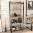 Ver imagem 2 de Estante Multiuso 5 Prateleiras Escritório Estilo Industrial Form 187x80 cm Carvalho - Lyam Decor