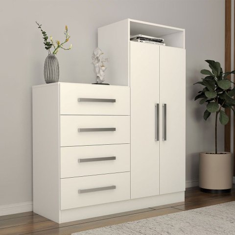 Cômoda Vitória Avanti 2 Portas 4 Gavetas Branco - Panorama Móveis