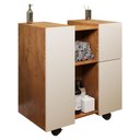 Ver imagem 1 de Gabinete Armario Banheiro Pia de Coluna Macau com Rodízios Nature Perola