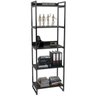 Estante Multiuso 5 Prateleiras Escritório Estilo Industrial Form 187x60 cm Preto Onix - Lyam Decor - 1