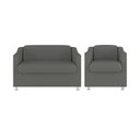 Ver imagem 1 de Kit Poltrona Tilla Recepção + Namoradeira Sala, Quarto Suede Cinza