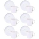 Ver imagem 1 de Jogo 6 Xícaras de Chá com Pires 185ml Porcelana Branca Leonora Tramontina Café Mesa Posta