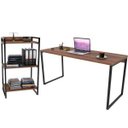 Ver imagem 1 de Kit Mesa Para Escritório com Estante Office Estilo Industrial Form 150 cm Nogal - Lyam Decor