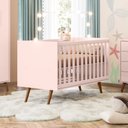 Ver imagem 2 de Conjunto Quarto Infantil Retro Berço e Guarda Roupa Lima Rosa com Colchao