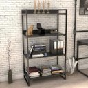 Ver imagem 2 de Estante Multiuso 4 Prateleiras Escritório Estilo Industrial Form 146x80 cm Preto Onix - Lyam Decor