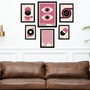 Ver imagem 2 de Composição 6 Quadros Artes Bauhaus Rosa e Bege - com Vidro:moldura Branca