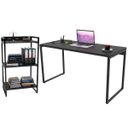 Ver imagem 1 de Kit Mesa Para Escritório com Estante Office Estilo Industrial Form 135 cm Preto Onix - Lyam Decor