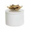 Porta Objeto em Ceramica Branco Dourado 12,5cm Florarte - 1