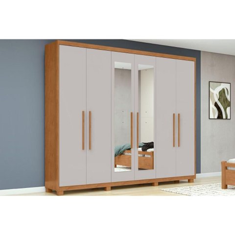 Guarda Roupa 6 Portas 2ESP 5g Pés Áries Lopas Amêndoa