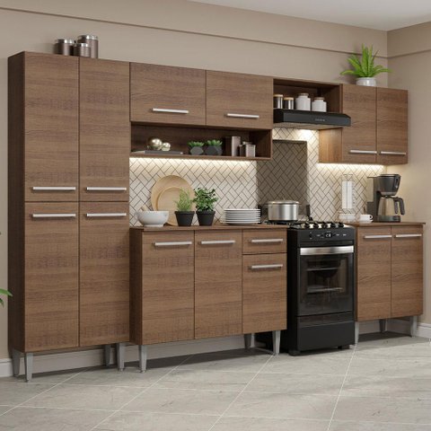 Armário de Cozinha Completa 293cm Rustic Emilly Madesa 01XA