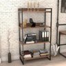 Estante Multiuso 4 Prateleiras Escritório Estilo Industrial Form 146x80 cm Nogal - Lyam Decor - 2