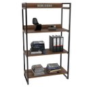 Ver imagem 1 de Estante Multiuso 4 Prateleiras Escritório Estilo Industrial Form 146x80 cm Nogal - Lyam Decor