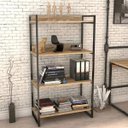 Ver imagem 2 de Estante Multiuso 4 Prateleiras Escritório Estilo Industrial Form 146x80 cm Carvalho - Lyam Decor