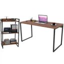 Ver imagem 1 de Kit Mesa Para Escritório com Estante Office Estilo Industrial Form 135 cm Nogal - Lyam Decor