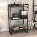 Ver imagem 3 de Kit Mesa Para Escritório com Estante Office Estilo Industrial Form 120 cm Preto Onix - Lyam Decor