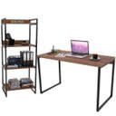 Ver imagem 1 de Kit Mesa Para Escritório com Estante 4 Prateleiras Industrial Form 120 cm Nogal - Lyam Decor
