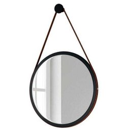 Espelho Decorativo Redondo 54cm com Alça Adnet B01 Escandinavo Preto - Lyam Decor - 2