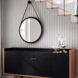 Espelho Decorativo Redondo 54cm com Alça Adnet B01 Escandinavo Preto - Lyam Decor - 3