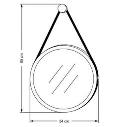 Espelho Decorativo Redondo 54cm com Alça Adnet B01 Escandinavo Preto - Lyam Decor - 4