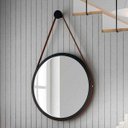 Ver imagem 1 de Espelho Decorativo Redondo 54cm com Alça Adnet B01 Escandinavo Preto - Lyam Decor