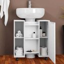 Ver imagem 3 de Gabinete de Coluna Para Banheiro 01 Porta com Rodízios Pequin Branco - Lyam Decor