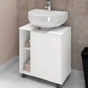 Ver imagem 1 de Gabinete de Coluna Para Banheiro 01 Porta com Rodízios Pequin Branco - Lyam Decor
