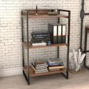 Ver imagem 3 de Kit Mesa Para Escritório com Estante Office Estilo Industrial Form 90 cm Nogal - Lyam Decor
