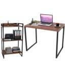 Ver imagem 1 de Kit Mesa Para Escritório com Estante Office Estilo Industrial Form 90 cm Nogal - Lyam Decor