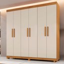 Ver imagem 1 de Guarda-Roupa Casal 6 Portas 3 Gavetas MDF Parma Yescasa Off White/Cinamomo