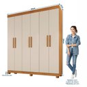 Ver imagem 3 de Guarda-Roupa Casal 6 Portas 3 Gavetas MDF Parma Yescasa Off White/Cinamomo