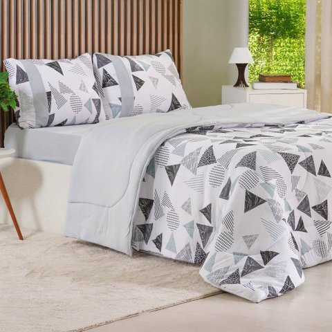 Edredom Casal Bella Cama Malha 125g/m² 100% Algodão 200x220cm Bene Casa Cinza