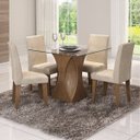 Ver imagem 2 de Conjunto Sala de Jantar Mesa Tampo em Vidro Andréia 4 Cadeiras Milena Cimol